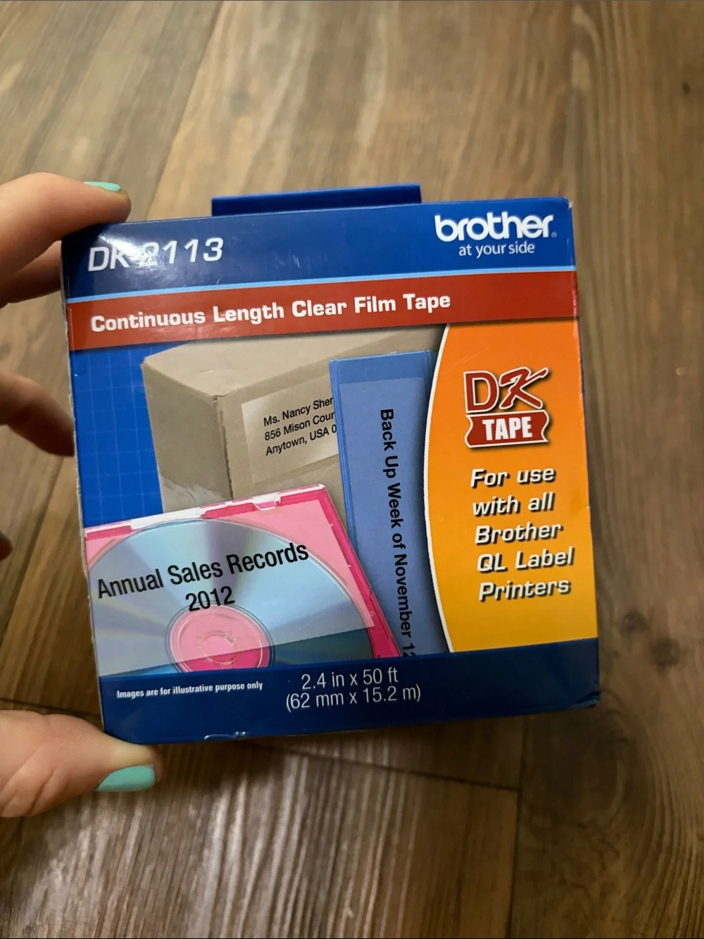 BROTHER Genuine DK-2113 Continuous Lenght Black on Clear Film Tape for Brother Q